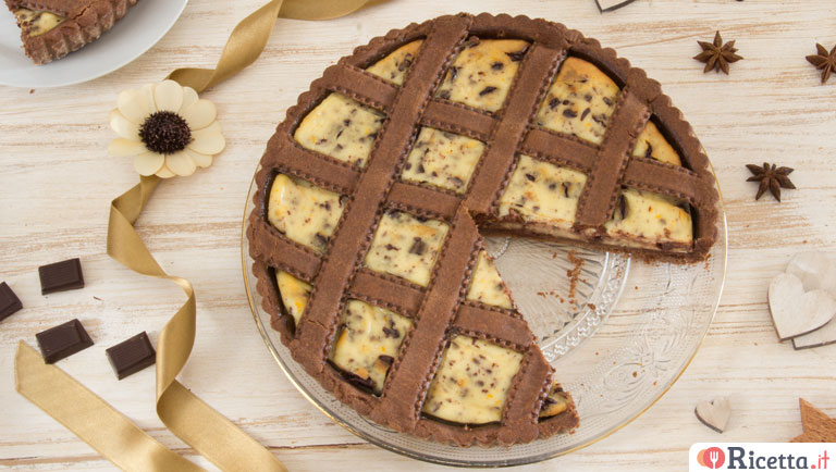Crostata al cacao con crema alla ricotta e cioccolato