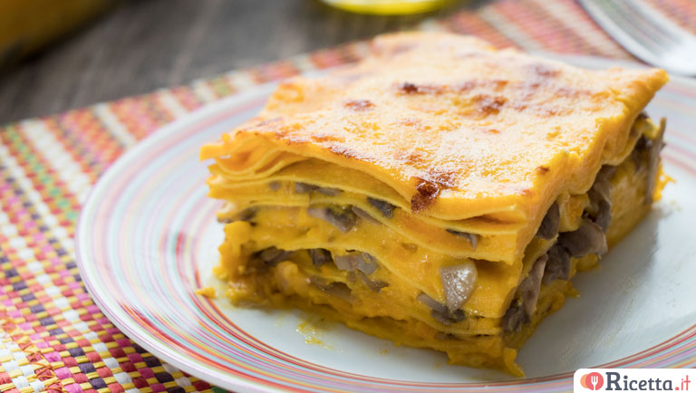 Lasagne con zucca e funghi