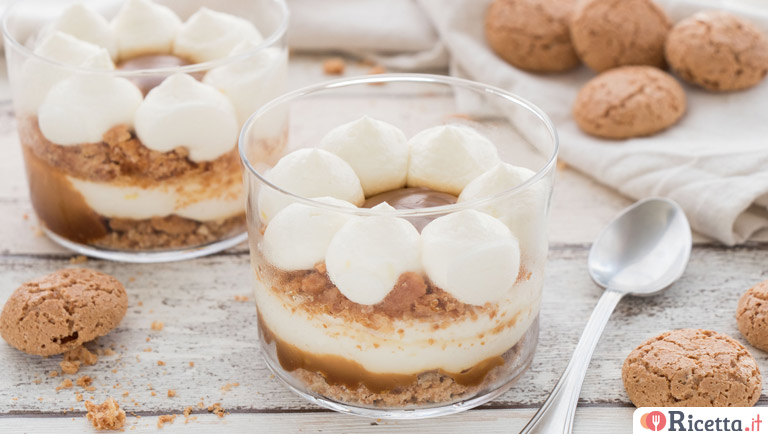 Mousse con crema al formaggio e caramello salato