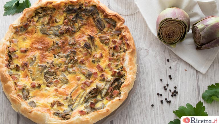 Torta salata ai carciofi e prosciutto cotto
